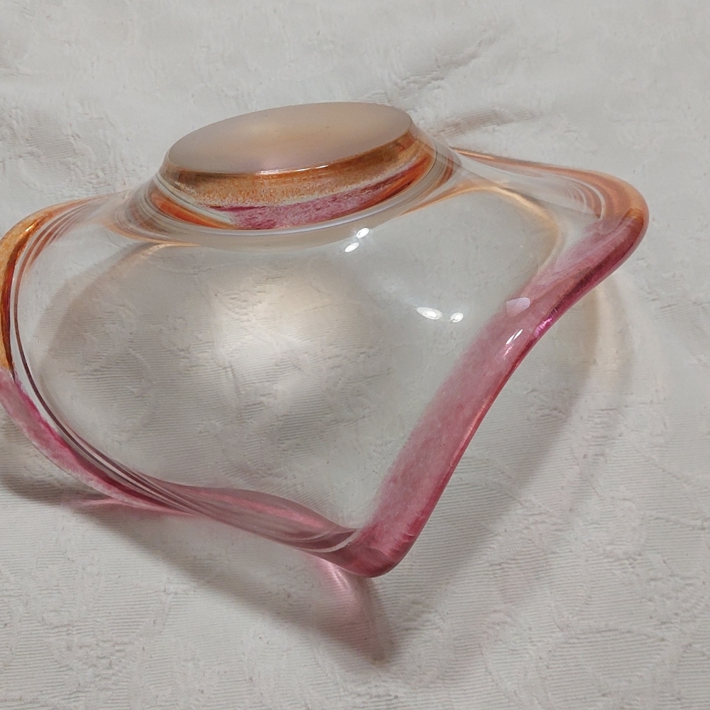 murano art glass Decorative, Pink,orange, Excellent Condition.heavy glass. - Picture 6 of 7